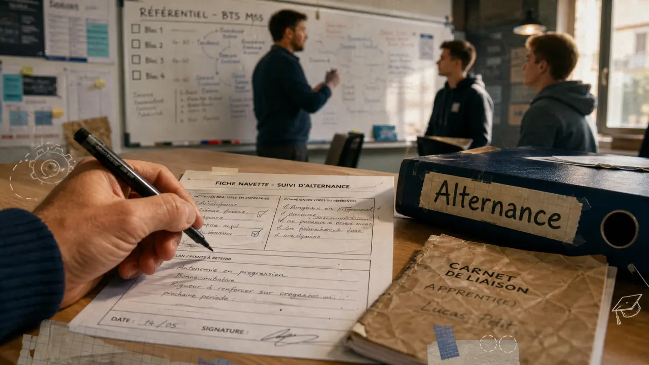 Formateur en CFA : alternance, entreprise et examens en salle de réunion