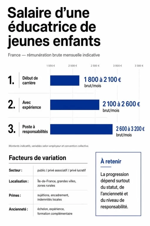 Éducatrice de jeune enfance salaire : fourchettes de rémunération et facteurs de variation