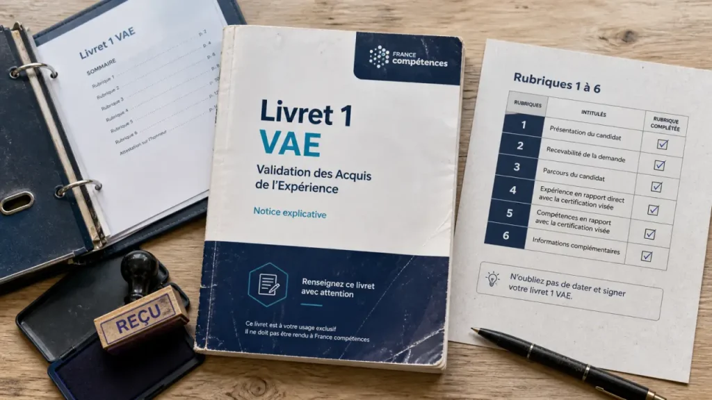 Exemple de livret 1 VAE rempli PDF : rubriques à remplir et justificatifs à joindre