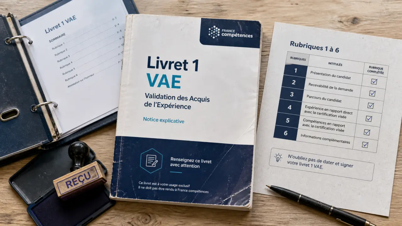 Exemple de livret 1 VAE rempli PDF : rubriques à remplir et justificatifs à joindre