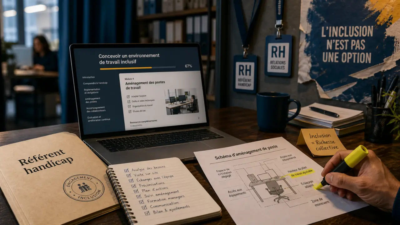 Formation référent handicap gratuite : contenu en ligne utile, dossier et MOOC sur ordinateur
