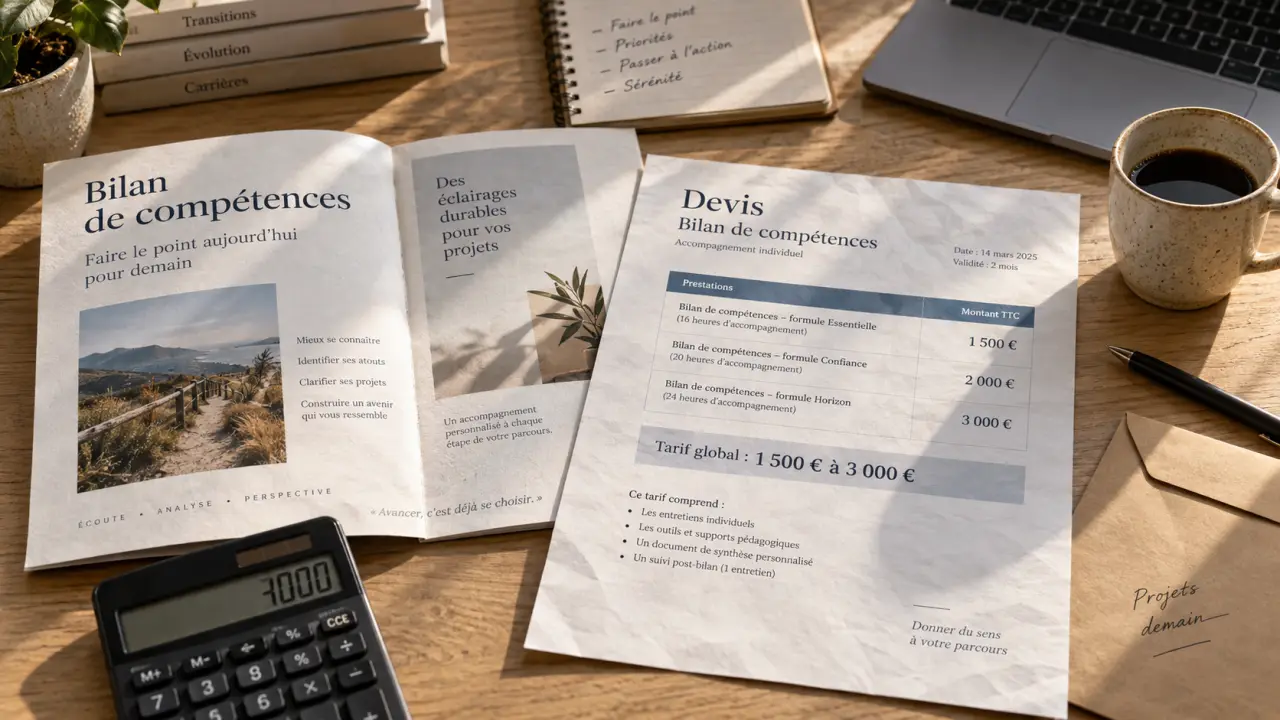 Combien coute un bilan de compétences : prix 1 500 à 3 000 €