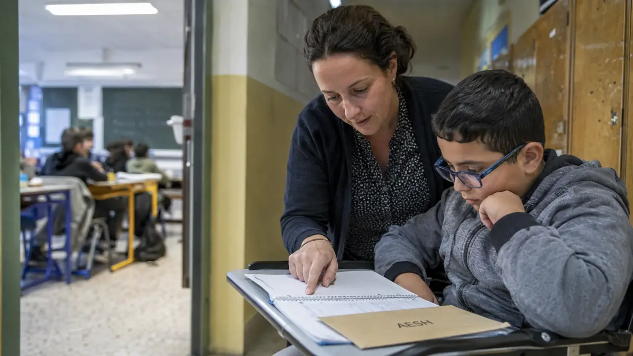 Devenir AVS, AESH accompagne un élève à l’école