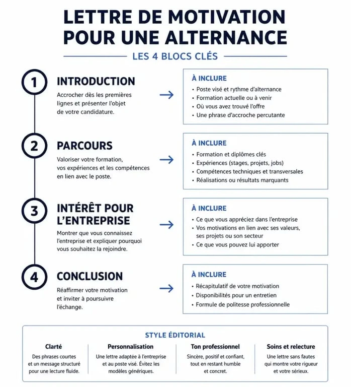 Structure idéale d'une lettre de motivation pour alternance