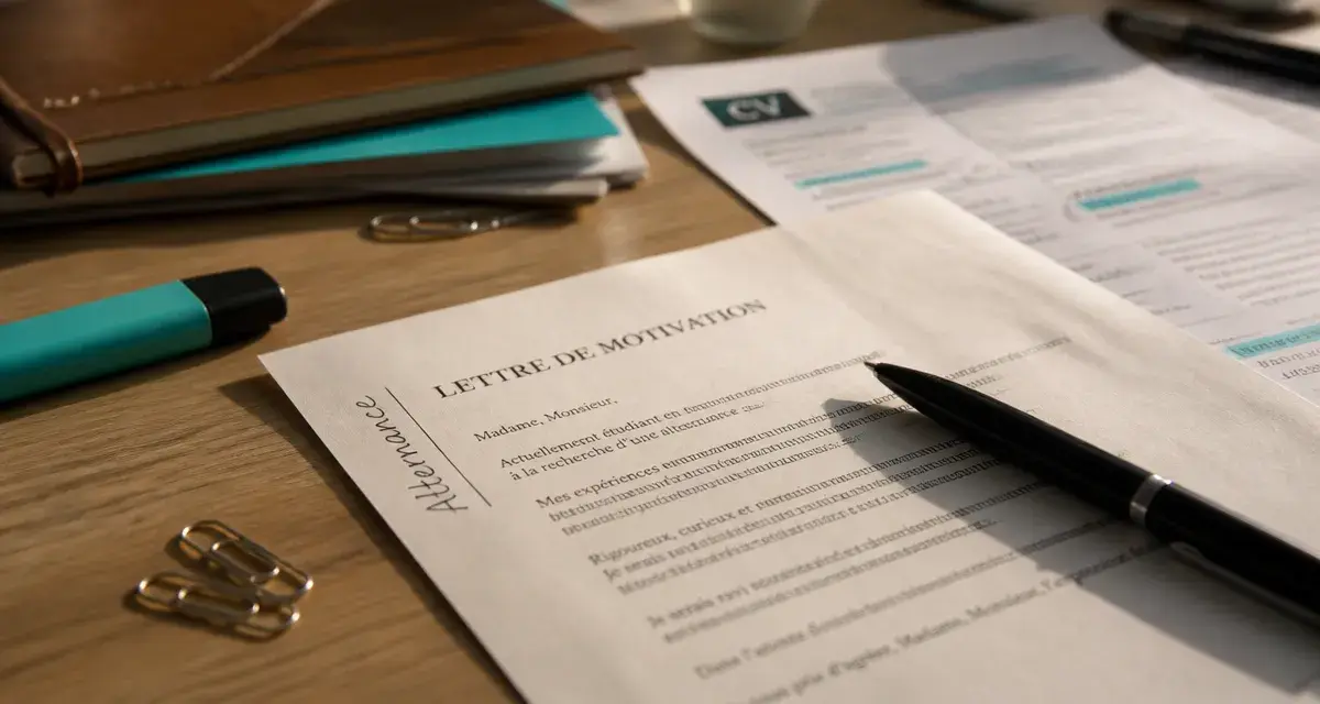 Exemple lettre de motivation pour alternance : modèle sans expérience, lettre et CV sur table
