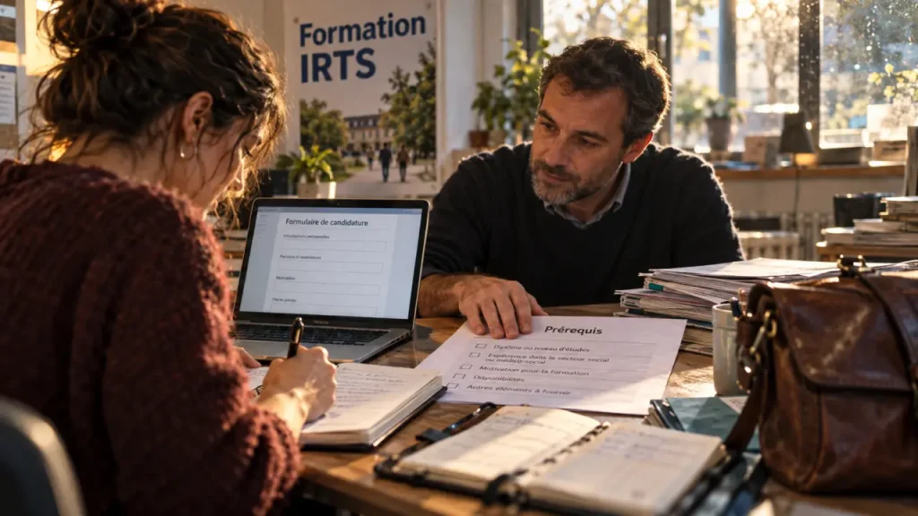 IRTS formation : candidate et encadrant en entretien de candidature