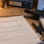 Lettre de motivation pour ecole sur bureau avec programme visible