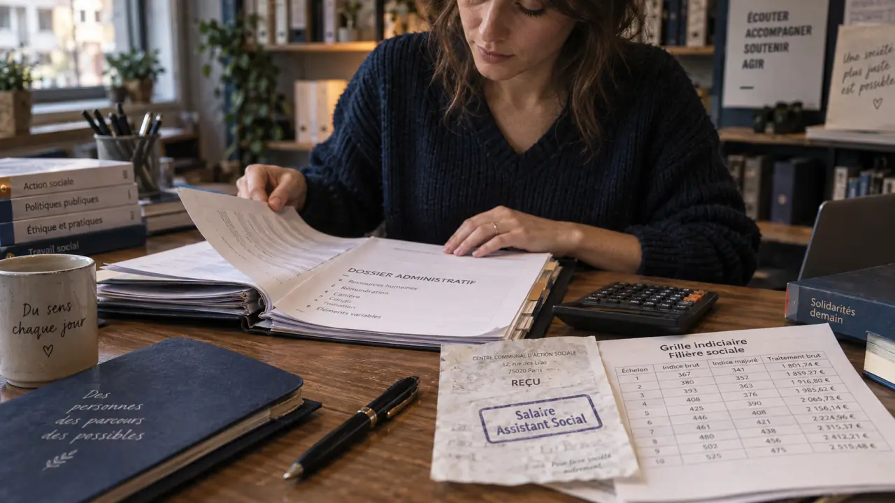 Salaire assistant social : calcul et grille indiciaire sur bureau